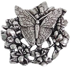 Vintage 1998 Birds & Blooms Pewter Butterfly Flower Brooch Limited Edition